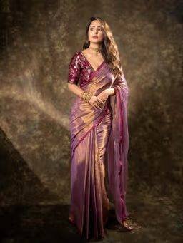 Attractive Wine Fendy Silk Saree with Unstitched Blouse