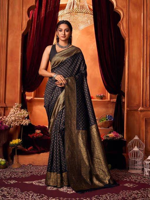 Women Banarasi Saree with Unstitched Blouse