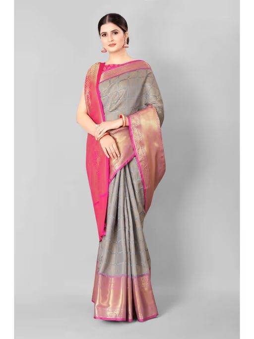 Women Heavy Border Weaving Work Saree with Rich Pallu Grey with Unstitched ₹1,00781% Off